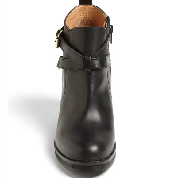 Topshop Black Leather Heeled Ankle Boots With Gold - Picture 2 of 16